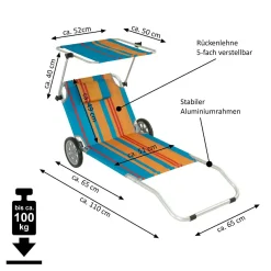 VCM Strandliege Sonnenliege Transportliege Gartenliege Mit Räder Und Sonnendach Bunt 9 VCM Strandliege Sonnenliege Transportliege Gartenliege Mit Räder Und Sonnendach Bunt -Garten- & Gewächshäuser Geschäft 3011368e0e4651cf317f1a901a0c959d