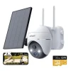 IeGeek 2K Solar Überwachungskamera Aussen Akku Mit 32G SD-Karte, 355°|120° PTZ Wlan Kamera Outdoor Mit Farbnachtsicht, PIR-Sensor, Personenerkennung, 2-Wege-Audio, Arbeit Mit Alexa, IP65