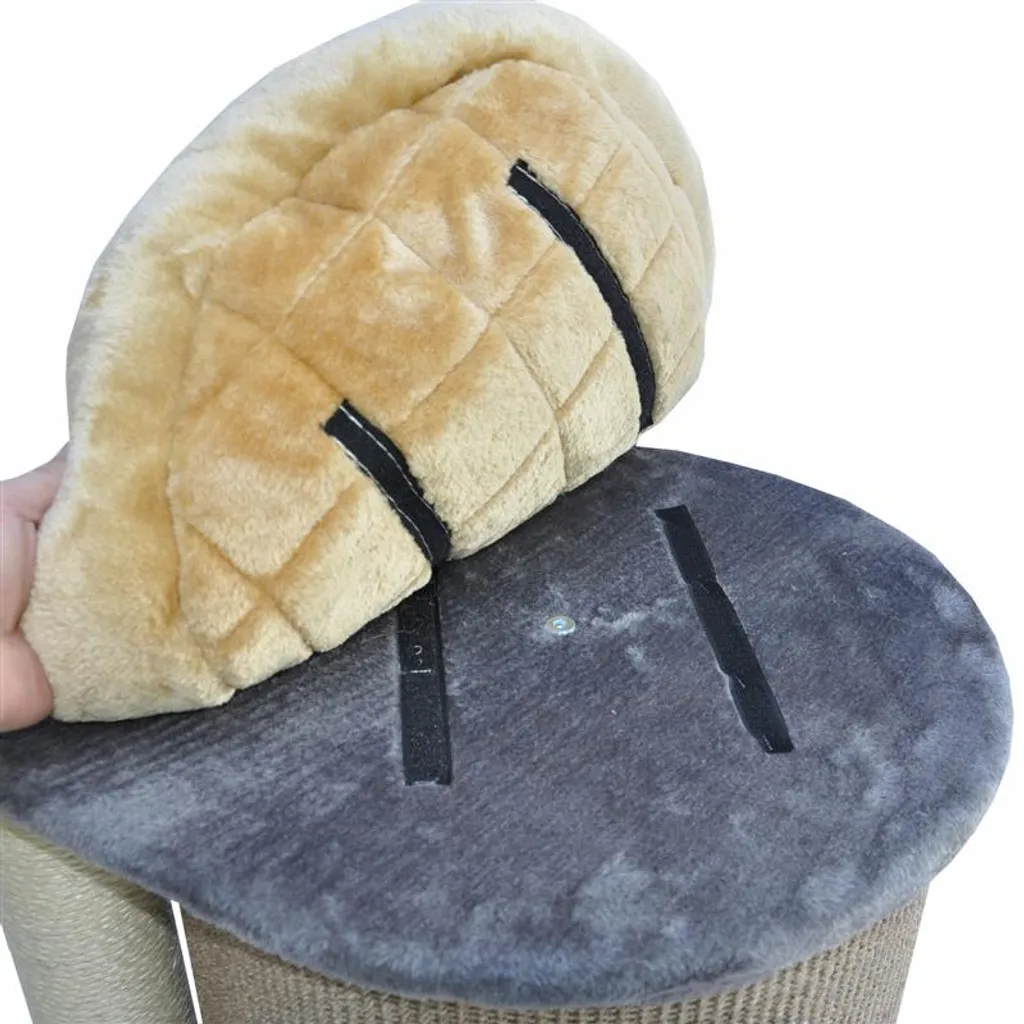 Nanook Kratztonne Grau / Beige - Liegemulde - Abnehmbares Katzenbett - 2 Kratzstämme 6 Nanook Kratztonne Grau / Beige - Liegemulde - Abnehmbares Katzenbett - 2 Kratzstämme – Bild 6