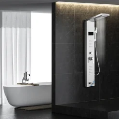 Puluomis Duschsystem Duschpaneel 5 Funktionen Duscharmatur Mit Kopfbrause Und 3 Stufen Handbrause, Regendusche Duschkopf Duschset Aus Edelstahl Mit Display , Silber Weiß -Garten- & Gewächshäuser Geschäft 30be787e9b8f20e3adfc94efc009fe13