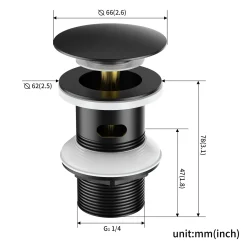 Auralum Ablaufgarnitur Waschbecken Bad, Universal Pop-up Ablaufventil Waschbeckenablauf Für Den Waschtisch, Runde-Form, Schwarz -Garten- & Gewächshäuser Geschäft 30ce25fb31bee0ead0ff61e4e18f8a30 2