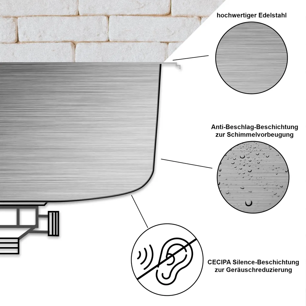 Midori © MIDORI® Edelstahl Spüle Küchenspüle Einbauspüle Spülbecken 40x50cm 8 Midori © MIDORI® Edelstahl Spüle Küchenspüle Einbauspüle Spülbecken 40x50cm – Bild 8