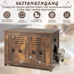 COSTWAY Katzenschrank Katzentoilette Klappbar, Katzenhöhle Mit Seitlichem Eingang, Verstecktes Katzenhaus Vintage, Für Katzen & Haustier -Garten- & Gewächshäuser Geschäft 315937e1e1c47c6eba9697d8b6c58d29