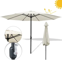 EINFEBEN 3.5m Sonnenschirm Marktschirm Mit Handkurbel UV40+ Outdoor-Schirm Terrassen Gartenschirm,Beige