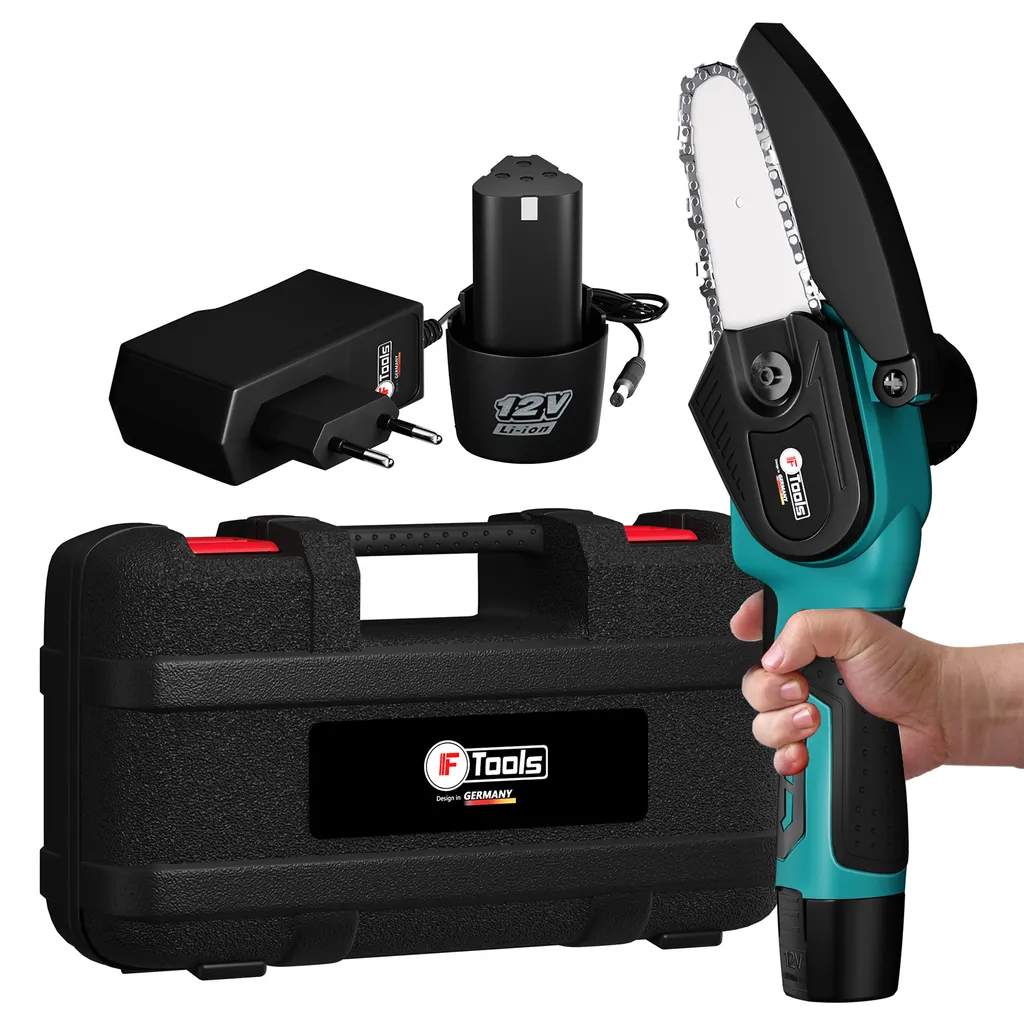 Mini Kettensäge Mit Akku, IF TOOLS Akku Kettensäge, 4-Zoll Tragbar Kettensäge Elektrisch Mit Zwei Stück Akku & Schnell Ladegerät, Akku Handkettensäge Für Bäume, Astwälde(BS8020) 1 Mini Kettensäge Mit Akku, IF TOOLS Akku Kettensäge, 4-Zoll Tragbar Kettensäge Elektrisch Mit Zwei Stück Akku & Schnell Ladegerät, Akku Handkettensäge Für Bäume, Astwälde(BS8020)