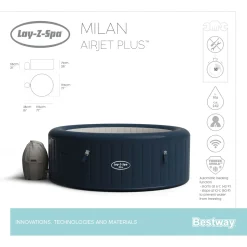 Bestway Lay-Z-Spa™ Milan AirJet Plus™ Rund, 196 X 71 Cm Mit App-Steuerung -Garten- & Gewächshäuser Geschäft 31c051623354bacb60767d7a41ef6aa6