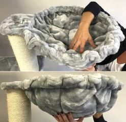 RHRQuality Liegemulde De Luxe Hell Grau Für Kratzbaum 45 CmØ Ist Getested Auf Tragkraft Bis 20KG. Neu 2020 Model. Kombination Zwischen Kissen Und Hängematte. Sehr Kuscheliger Liegeplatz. Ersatzteil