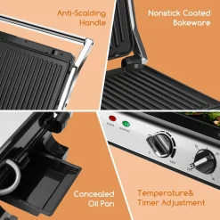 Aigostar Kontaktgrill, Sandwichmaker, 180° Aufklappbar Als Tischgrill, Panini Grill Mit Abnehmbaren Platten, Regelbarer Thermostat &Timer, Antihaftbeschichtet, 2000W 19 Aigostar Kontaktgrill, Sandwichmaker, 180° Aufklappbar Als Tischgrill, Panini Grill Mit Abnehmbaren Platten, Regelbarer Thermostat &Timer, Antihaftbeschichtet, 2000W -Garten- & Gewächshäuser Geschäft 31df586d8c5c80f2ec3c9cb010df7058