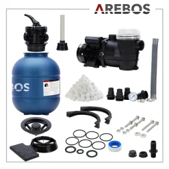AREBOS Sandfilteranlage Mit Pumpe | 400W | 10.200 L/h | Tankvolumen Bis Zu 20 Kg Sand | 7 - Wege Ventil Mit Griff | Mit Druckmanometer | Inkl. 1400g Filterbälle | Inkl. 2m Schlauch | Blau 16 AREBOS Sandfilteranlage Mit Pumpe | 400W | 10.200 L/h | Tankvolumen Bis Zu 20 Kg Sand | 7 - Wege Ventil Mit Griff | Mit Druckmanometer | Inkl. 1400g Filterbälle | Inkl. 2m Schlauch | Blau -Garten- & Gewächshäuser Geschäft 31e33594b746a9bd87f0345aff12538f