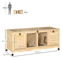 PawHut Kleintierstall Kleintierkäfig Teilbar Mit Rollen Tierstall Meerschweinchenstall Meerschweinchenkafig Zwergkaninchenstall Kleintierhaus Outdoor Tannenholz Natur 138 X 53 X 61 Cm -Garten- & Gewächshäuser Geschäft 31eb182e8d948a2fb6ad07b6c74f69b2