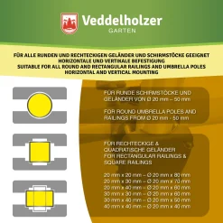 Veddelholzer Garten Veddelholzer Sonnenschirmhalter Für Balkongeländer-Robuste, Universelle Schirmhalterung Eckig & Rund, Platzsparender Ersatz Zum Sonnenschirmständer Balkon Für Jeden Schirmstock Geeignet. -Garten- & Gewächshäuser Geschäft 32b13b240b62574385e449a4f0b6efb9