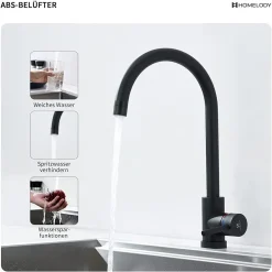 Homelody Wasserhahn Küche 360° Drehbar Niederdruck Küchenarmatur Niederdruck Mischbatterie Küche Armatur Edelstahl Spültischarmatur Für Spüle Boiler, Schwarz -Garten- & Gewächshäuser Geschäft 32e6bdda04dedd2b4207a3a0095eafef