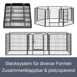 Juskys Welpenauslauf Plus 160 X 160 X 80 Cm – Welpenlaufstall 8-teilig Aus Metall – Freigehege Mit Tür – Welpengitter Für Hunde, Hasen & Kleintiere -Garten- & Gewächshäuser Geschäft 32fe1eaf4d1ba2c553f691eee9124cbb