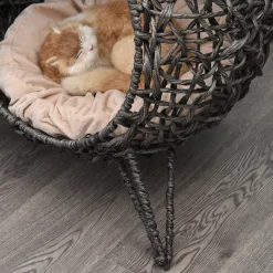 Pawhut Katzenhaus Aus Rattan Mit Kissen Katzenschlafplatz Katzenhöhle Mit Erhöhten Füßen Silbergrau Ø52 X 58 Cm -Garten- & Gewächshäuser Geschäft 332fbe00f6ecd2c6aa667358c7902fab