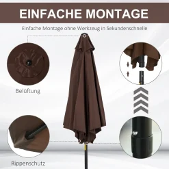 Outsunny Knickschirm Sonnenschirm Gartenschirm Marktschirm Mit Handkurbel Alu 180/㎡ Polyester Braun ∅2,7 X 2,35 M 14 Outsunny Knickschirm Sonnenschirm Gartenschirm Marktschirm Mit Handkurbel Alu 180/㎡ Polyester Braun ∅2,7 X 2,35 M -Garten- & Gewächshäuser Geschäft 33355b80211140e574a404602ea4a48d