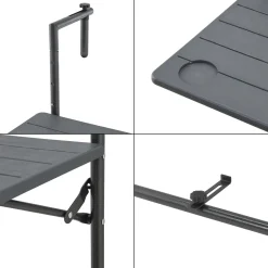 En.casa Hängetisch Badolato 84 X 60 X 60 Cm Balkontisch Mit 2 Getränkehalter Klapptisch Eckig Höhenverstellbar Stahlgestell Dunkelgrau -Garten- & Gewächshäuser Geschäft 334530e928e17ef8c22b3ba90ee4c850