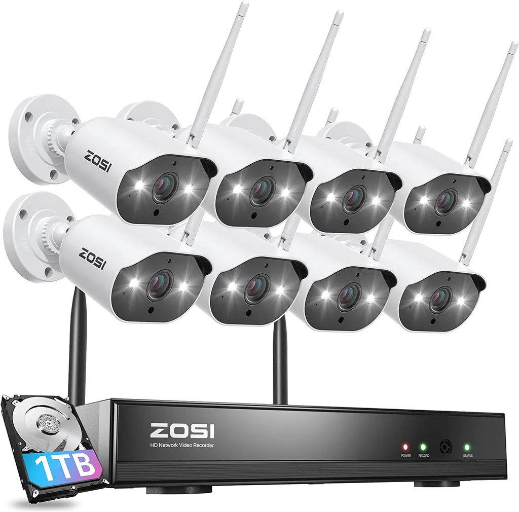 ZOSI 3MP WLAN Überwachungskamera Set, 8CH H.265+ NVR Und 8X 3MP Kamera Mit 1TB Festplatte, Bewegungserkennung, 24M IR Nachtsicht, Aufnahme 24/7 1 ZOSI 3MP WLAN Überwachungskamera Set, 8CH H.265+ NVR Und 8X 3MP Kamera Mit 1TB Festplatte, Bewegungserkennung, 24M IR Nachtsicht, Aufnahme 24/7