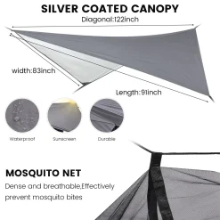 Topchances Camping Hängematte Mit Moskitonetz Und Tarp, Reise Zeltplane Für Outdoor,Wandern,Trekking (Grau+Dunkelgrün) -Garten- & Gewächshäuser Geschäft 33981f97e43388c94b7241ec2c129464