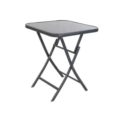 Linder Exclusiv Klappbarer Bistrotisch Aus Metall Quadratisch Mit Glasplatte Maß: 70 X 70 X 70 Cm