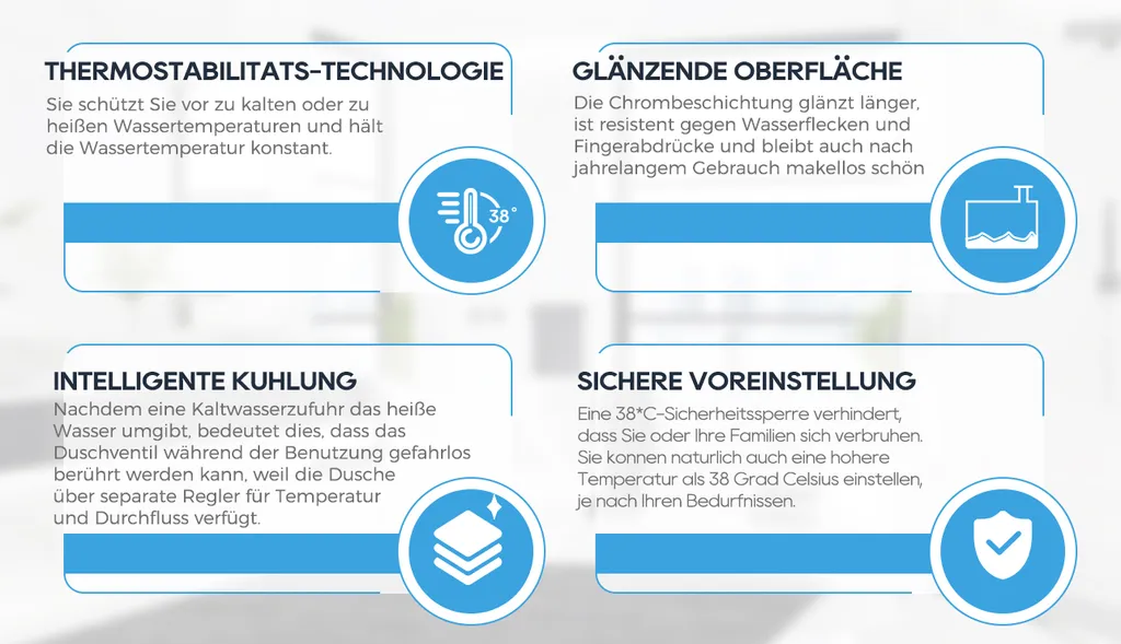 SCHWÄNLEIN® Thermostatbatterie Dusche Set,Brausebatterrerie,Brausemischer (Thermostat Brausebatterie Schwarz Eckig) 5 SCHWÄNLEIN® Thermostatbatterie Dusche Set,Brausebatterrerie,Brausemischer (Thermostat Brausebatterie Schwarz Eckig) – Bild 5