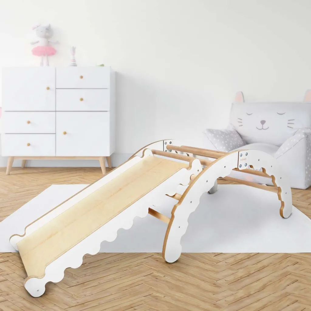 MAMOI® Kletterbogen Mit Rutsche, Kletterdreieck, Baby Klettern, Regenbogenwippe Aus Holz, Holzbogen Für Kinder, Rutschbrett Für Spielplatz, Klettergerüst Indoor Ab 1/2/3 Jahre 4 MAMOI® Kletterbogen Mit Rutsche, Kletterdreieck, Baby Klettern, Regenbogenwippe Aus Holz, Holzbogen Für Kinder, Rutschbrett Für Spielplatz, Klettergerüst Indoor Ab 1/2/3 Jahre – Bild 4