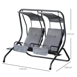 Outsunny 2 Sitzer Hollywoodschaukel Gartenschaukel Mit Sonnendach Gartenstuhl Sitz Mit Sprühbaumwolle Oxfordstoff PE-Beschichtung Stahl Polyester Grau 170 X 136 X 170 Cm(pro Sitz) 11 Outsunny 2 Sitzer Hollywoodschaukel Gartenschaukel Mit Sonnendach Gartenstuhl Sitz Mit Sprühbaumwolle Oxfordstoff PE-Beschichtung Stahl Polyester Grau 170 X 136 X 170 Cm(pro Sitz) -Garten- & Gewächshäuser Geschäft 346524f4b01692d5fa6a390a4e6dedbc