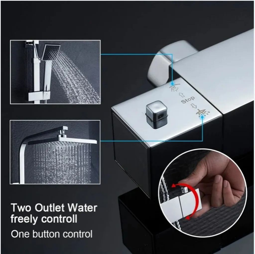 AURALUM Duschsäule Mit Thermostat 2 Wasserauslass Funktion Verstellbare Höhe 3 AURALUM Duschsäule Mit Thermostat 2 Wasserauslass Funktion Verstellbare Höhe – Bild 3