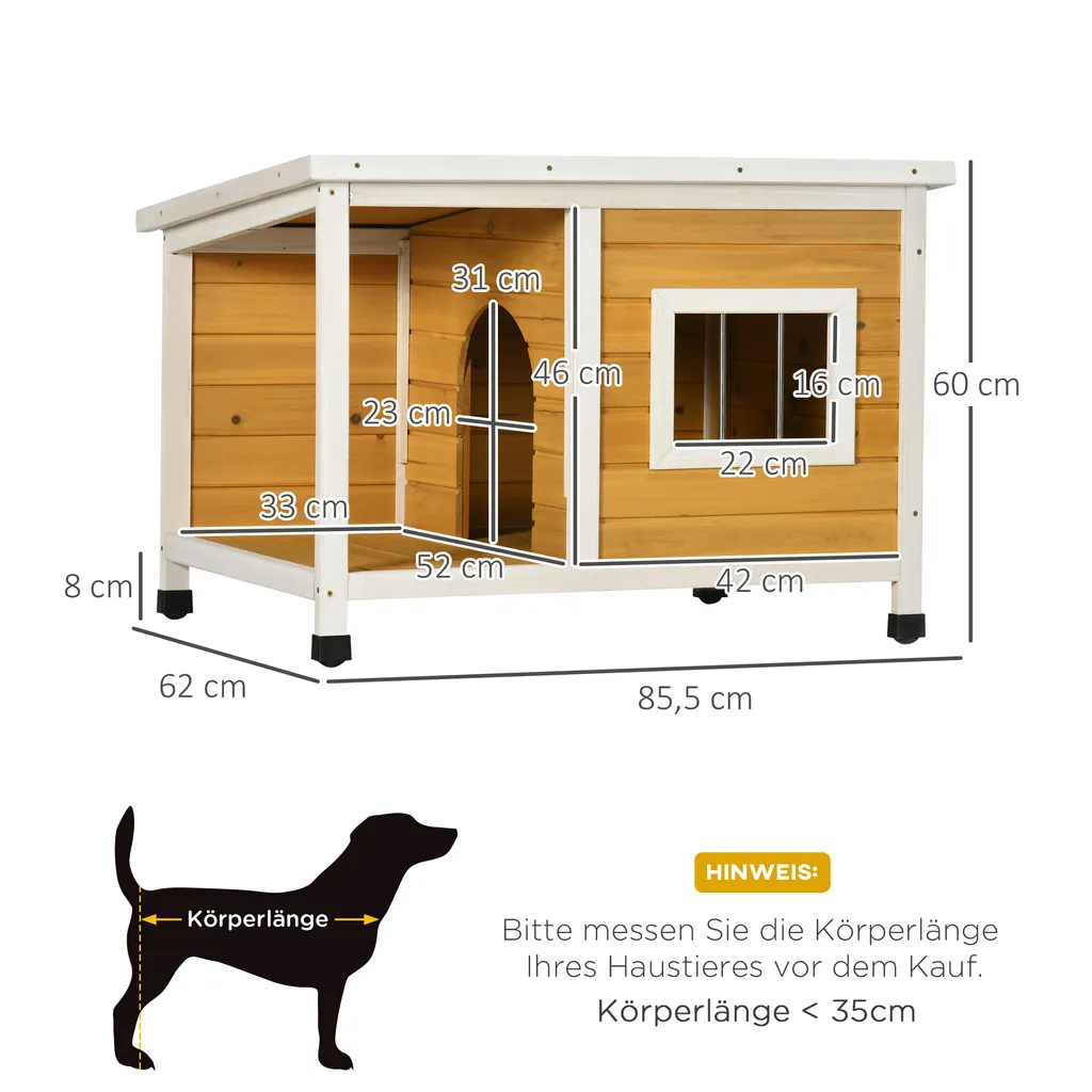 PawHut Hundehütte, Tannenholz, Hundehaus Mit Terrasse Und Aufklappbarem Asphaltdach, Hütte Für Kleine Hunde, Indoor, Outdoor, Wetterfest, Orange, 85,5 X 62 X 60 Cm 3 PawHut Hundehütte, Tannenholz, Hundehaus Mit Terrasse Und Aufklappbarem Asphaltdach, Hütte Für Kleine Hunde, Indoor, Outdoor, Wetterfest, Orange, 85,5 X 62 X 60 Cm – Bild 3
