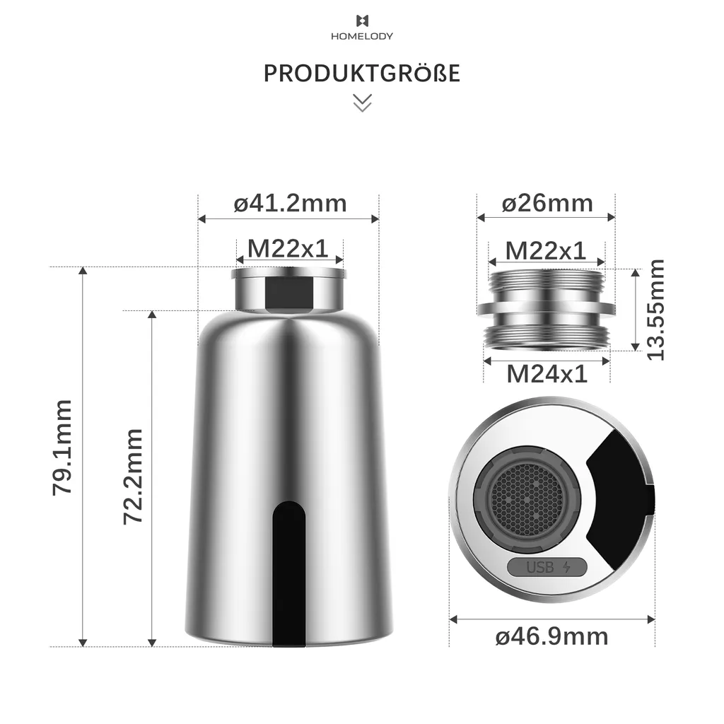 Homelody Infrarot Sensor Wasserhahn Küche, Küchenarmatur Ersatzkopf Mit USB-Ladegerät Wassersparender Sensor Berührungsloser Automatischer Wasserhahn, Infrarot-Sensor-Adapter Wasserhahn 8 Homelody Infrarot Sensor Wasserhahn Küche, Küchenarmatur Ersatzkopf Mit USB-Ladegerät Wassersparender Sensor Berührungsloser Automatischer Wasserhahn, Infrarot-Sensor-Adapter Wasserhahn – Bild 8