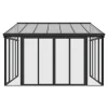 Juskys Wintergarten 12,5 M² - Mit Kristallklaren Wänden, Doppel-Schiebetüren & UV-Schutz – Wasserdicht & Winterfeste Überdachung Aus Aluminium - Grau