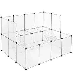 SONGMICS Kleintierkäfig 2-stöckig Freigehege Haustierkäfig Kunststoff-Stahlgitter Für Kleintiere Hamster Hasen Meerschweinchen Transparente LPC004W01 -Garten- & Gewächshäuser Geschäft 350c21ec29ef3bdcf07ba553f91402e1