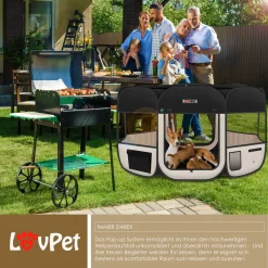LOVPET® Welpenlaufstall Tierlaufstall Faltbar Für Kleintiere Hunde, Katzen Inkl. Hundenapf Hundelaufstall Freigehege Oxfordgewebe Pop-up System Indoor & Outdoor, Farbe:Schwarz / Beige -Garten- & Gewächshäuser Geschäft 3510bd2493daedd219c5b1effcc2b953