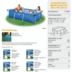 Intex Family Rahmenpool 28271NP Blau 260 X 160 X 65 Cm -Garten- & Gewächshäuser Geschäft 352019dfede4a8f17b0282aecddc0db4 1
