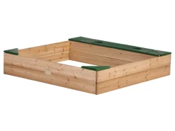 AXI Sandkasten Amy Aus Holz Mit Abdeckplane In Braun & Grün | Sand Kasten Mit Abdeckung Für Kinder Mit Sitzbank, Sitzecken & Stauraum | 115 X 115 Cm