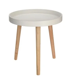 Spetebo Beistelltisch Holz Ø 39 Cm X 40 Cm - Farbe: Weiß
