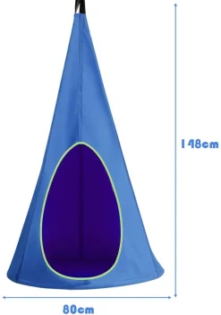 COSTWAY Hängezelt Hängehöhle Hängesessel Kinderhängesitz 115 Tragkraft, Kinder Fly Schaukel 80x80x148cm Blau 7 COSTWAY Hängezelt Hängehöhle Hängesessel Kinderhängesitz 115 Tragkraft, Kinder Fly Schaukel 80x80x148cm Blau -Garten- & Gewächshäuser Geschäft 356dec1409d7aa36d099d98d835ece76