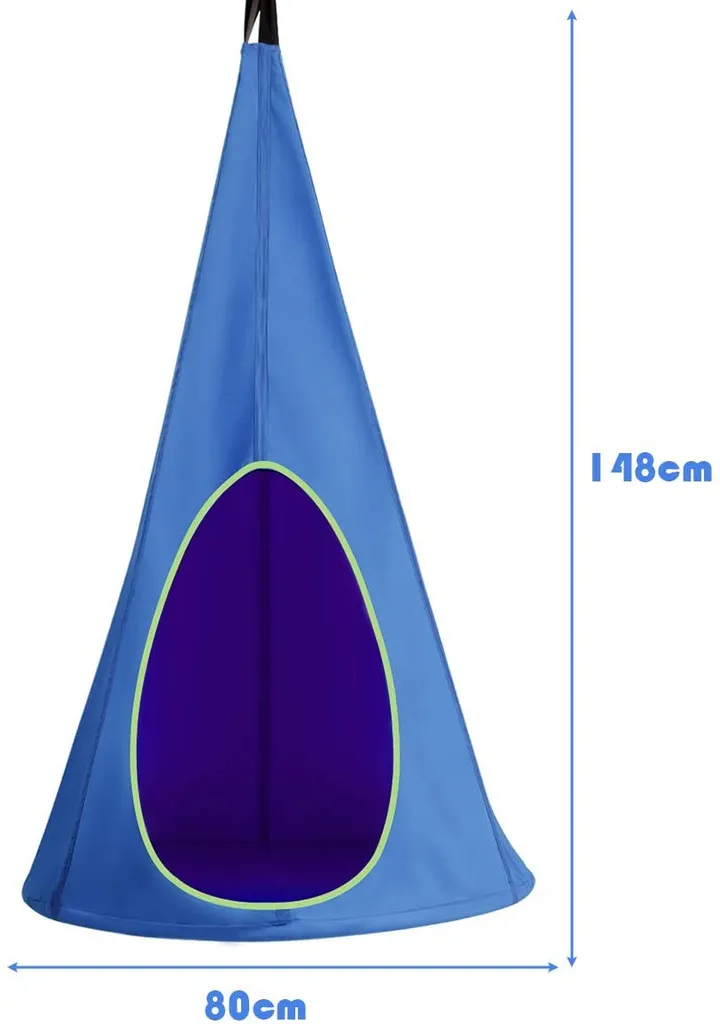 COSTWAY Hängezelt Hängehöhle Hängesessel Kinderhängesitz 115 Tragkraft, Kinder Fly Schaukel 80x80x148cm Blau 4 COSTWAY Hängezelt Hängehöhle Hängesessel Kinderhängesitz 115 Tragkraft, Kinder Fly Schaukel 80x80x148cm Blau – Bild 4
