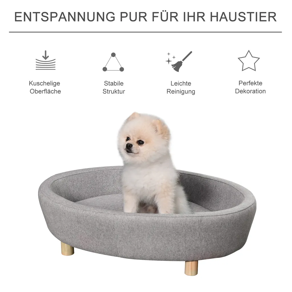 PawHut Hundesofa Haustiersofa Oval Morderne Gebürstetes Stoff Für Kleine Hunde Und Katzen 81 X 61 X 24 Cm Grau 4 PawHut Hundesofa Haustiersofa Oval Morderne Gebürstetes Stoff Für Kleine Hunde Und Katzen 81 X 61 X 24 Cm Grau – Bild 4