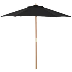 Outsunny Sonnenschirm, Gartenschirm, 3-stufig, Sonnenschutz, Bambus 180/㎡ Polyester, Schwarz, Ø2,5 X 2,3 M -Garten- & Gewächshäuser Geschäft 35b1c63475945167beaba136f5358dd8