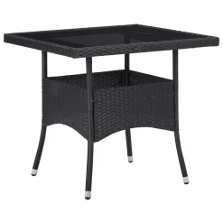 VidaXL Garten-Esstisch Schwarz Poly Rattan Und Glas
