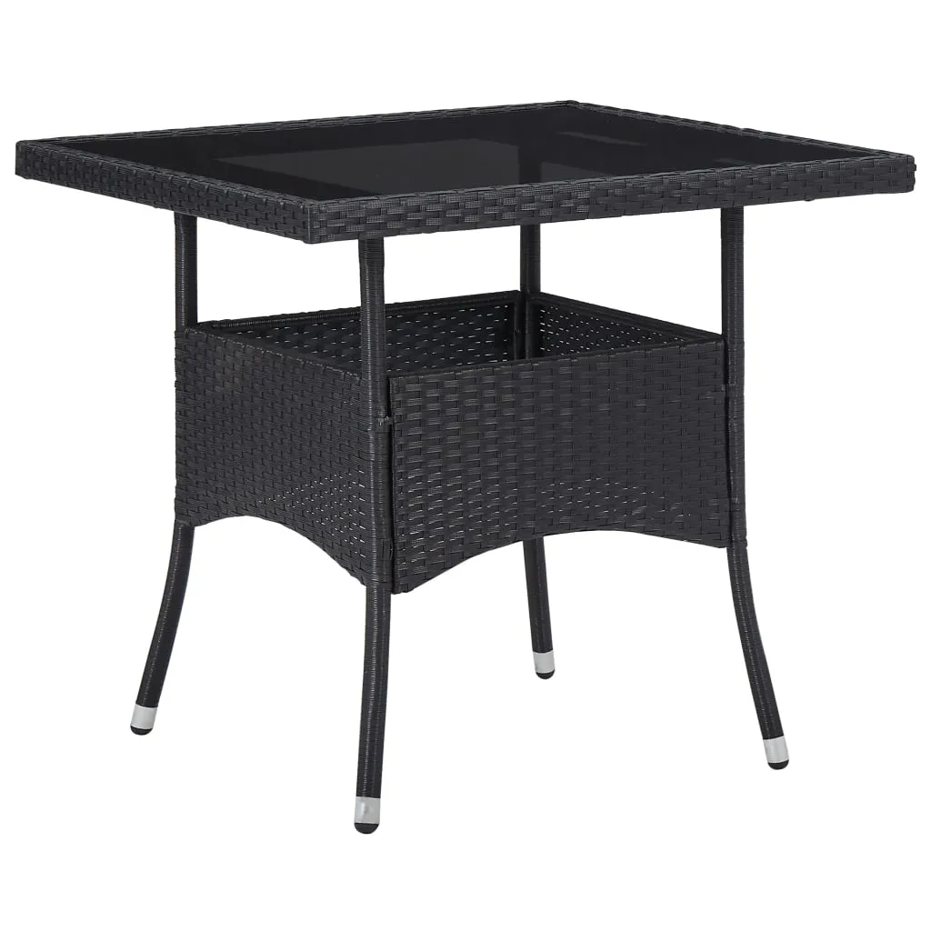 VidaXL Garten-Esstisch Schwarz Poly Rattan Und Glas 1 VidaXL Garten-Esstisch Schwarz Poly Rattan Und Glas