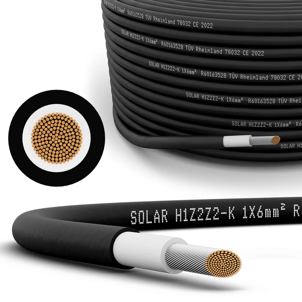 HB-Digital 50m Solarkabel 6 Mm² H1Z2Z2-K Photovoltaik Kabel Für Solaranlagen Schwarz 1 HB-Digital 50m Solarkabel 6 Mm² H1Z2Z2-K Photovoltaik Kabel Für Solaranlagen Schwarz