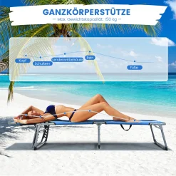 COSTWAY Sonnenliege Mit Kopfstütze, Klappbarer Liegestuhl, Strandliege Mit 5 Verstellbaren Rückenlehne, Gartenliege Für Garten, Strand, 194 X 60 X 36 Cm (Blau) -Garten- & Gewächshäuser Geschäft 35e819e145566069ea5513cf74aa748f