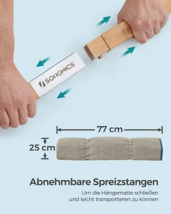 Songmics Hängematte Für 2 Personen, Gepolstert, Outdoor Hängematte Mit Trennbaren Bambusstangen, Camping-Hängematte Mit Kissen, 200 X 140 Cm, Max. 225 Kg Belastbar, Blau-beige -Garten- & Gewächshäuser Geschäft 35f326e3c78b890a90ce60774d1592a4