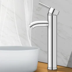 Puluomis Wasserhahn Waschtischarmatur Mit 2 Wasserline, Kaltes Und Heißes Waschamatur Für Waschbecken, Küche, Badezimmer, Einhandmischer Waschbeckenarmatur,Weiß Silber,