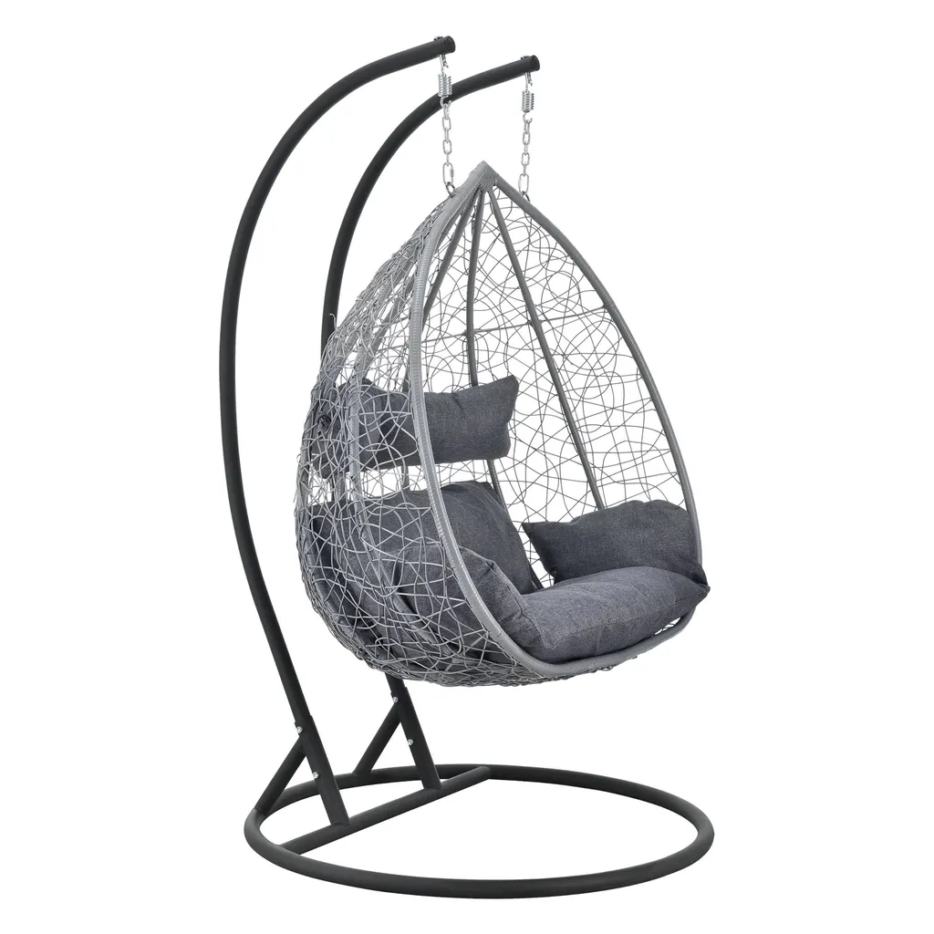 Mendler Hängesessel HLO-PX5 2-Sitzer Dunkelgrau 2 Mendler Hängesessel HLO-PX5 2-Sitzer Dunkelgrau – Bild 2