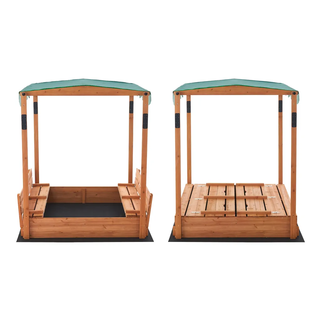 En.casa Sandkasten Pitsunda Mit Höhenverstellbarem Dach 145x118x118cm Holzsandkasten Sandkiste Deckel Klappbar 2 Sitzbänke 5 En.casa Sandkasten Pitsunda Mit Höhenverstellbarem Dach 145x118x118cm Holzsandkasten Sandkiste Deckel Klappbar 2 Sitzbänke – Bild 5