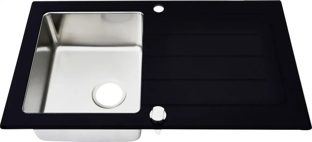 Respekta Glasspüle New York 86 X 50 Cm / Edelstahl / Glas Schwarz 11 Respekta Glasspüle New York 86 X 50 Cm / Edelstahl / Glas Schwarz – Bild 11