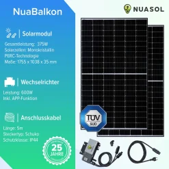 NuaSol Balkonkraftwerk 750W/600W Photovoltaik Solaranlage Steckfertig WIFI Smart -Garten- & Gewächshäuser Geschäft 36a90f26db7553f001dc22b3ec3dc25e