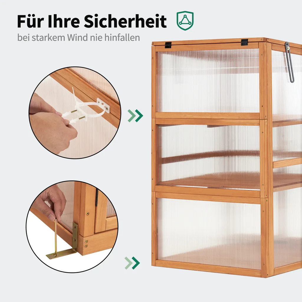 M MCombo Gewächshaus Frühbeet Aus Holz, Für Balkon & Garten, Klein Treibhaus Greenhouse Aufsatz Kasten Winterfest, 46*76*110cm, 0760 (Orange ) 6 M MCombo Gewächshaus Frühbeet Aus Holz, Für Balkon & Garten, Klein Treibhaus Greenhouse Aufsatz Kasten Winterfest, 46*76*110cm, 0760 (Orange ) – Bild 6